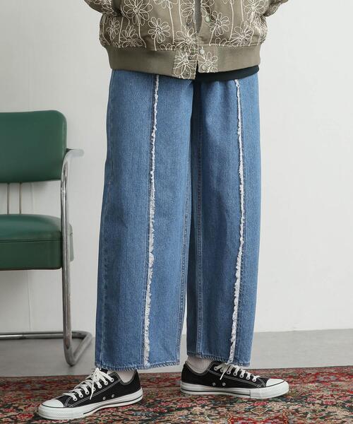 SENSE OF PLACE by URBAN RESEARCH（センスオブプレイスバイアーバンリサーチ）の「デニムフリンジパネルワイドパンツ（デニムパンツ・メンズ・ブラック/ライトインディゴブルー・MEDIUM/LARGE）」の21枚目の写真