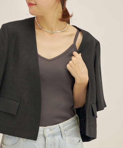 SHIPS（シップス）の「オーガニック コットン キャミソール（キャミソール・レディース・オフホワイト/ライトブルー/ダークグレー/ベージュ・ONE SIZE）」の3枚目の写真