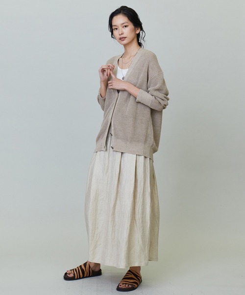 1er Arrondissement（プルミエアロンディスモン）の「リネン畦リラックスカーディガン（カーディガン/ボレロ・レディース・ネイビー/ベージュ/モカ・FREE）」の5枚目の写真
