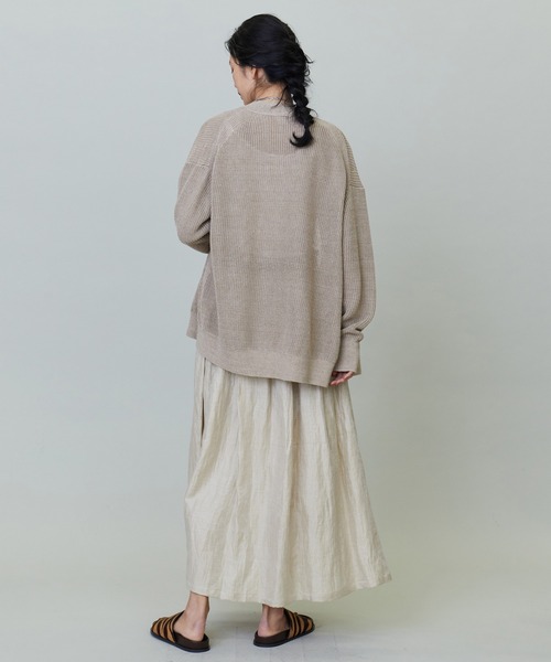 1er Arrondissement（プルミエアロンディスモン）の「リネン畦リラックスカーディガン（カーディガン/ボレロ・レディース・ネイビー/ベージュ/モカ・FREE）」の7枚目の写真