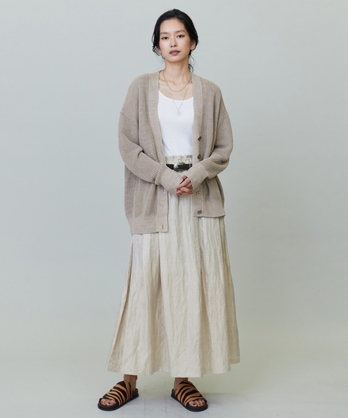 1er Arrondissement（プルミエアロンディスモン）の「リネン畦リラックスカーディガン（カーディガン/ボレロ・レディース・ネイビー/ベージュ/モカ・FREE）」の6枚目の写真