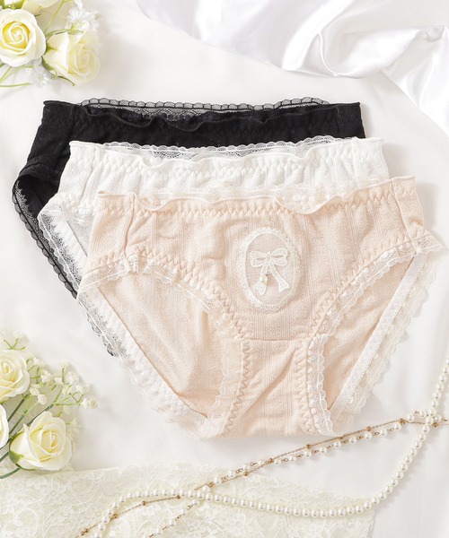 セール】3枚セット レースリボンショーツ（ショーツ）｜Lace