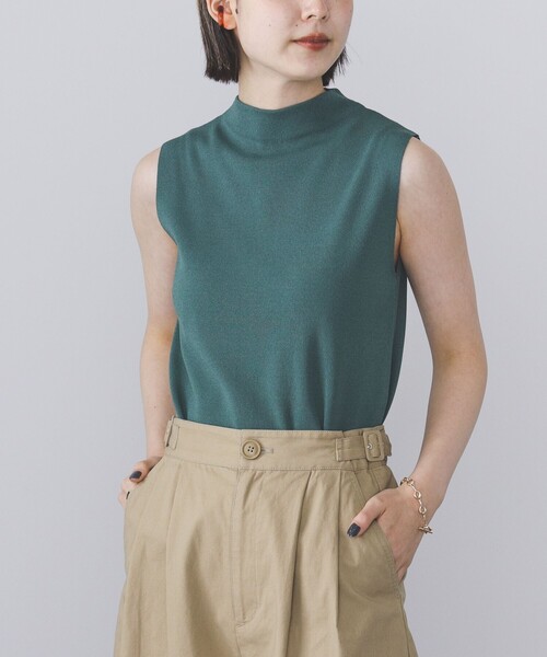 BEAMS HEART(ビームスハート)の「BEAMS HEART / ノースリーブ ハイネック プルオーバー(Tシャツ/カットソー・レディース・ブラック/ライトオリーブ/モカ/グレー系その他/パープル系その他3/ダークグリーン・FREE)」の6枚目の写真
