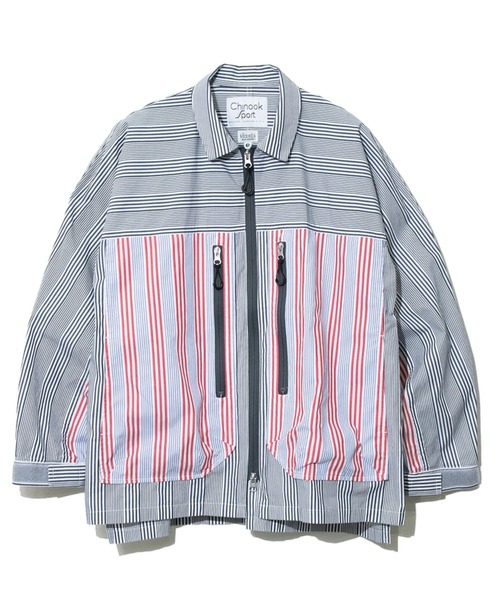 AOZORA（アオゾラ）の「AOZORA/アオゾラ　ストライプZIPシャツ（シャツ/ブラウス・メンズ・ネイビー/ライトブルー・MEDIUM/LARGE/X-LARGE）」の2枚目の写真