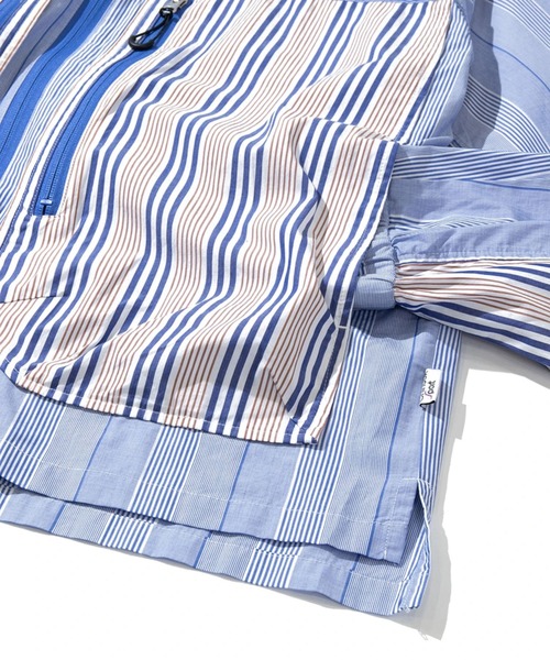 AOZORA（アオゾラ）の「AOZORA/アオゾラ　ストライプZIPシャツ（シャツ/ブラウス・メンズ・ネイビー/ライトブルー・MEDIUM/LARGE/X-LARGE）」の6枚目の写真
