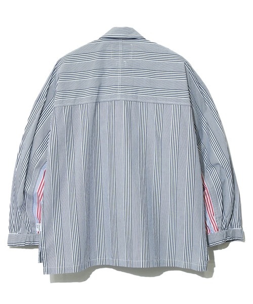 AOZORA（アオゾラ）の「AOZORA/アオゾラ　ストライプZIPシャツ（シャツ/ブラウス・メンズ・ネイビー/ライトブルー・MEDIUM/LARGE/X-LARGE）」の9枚目の写真