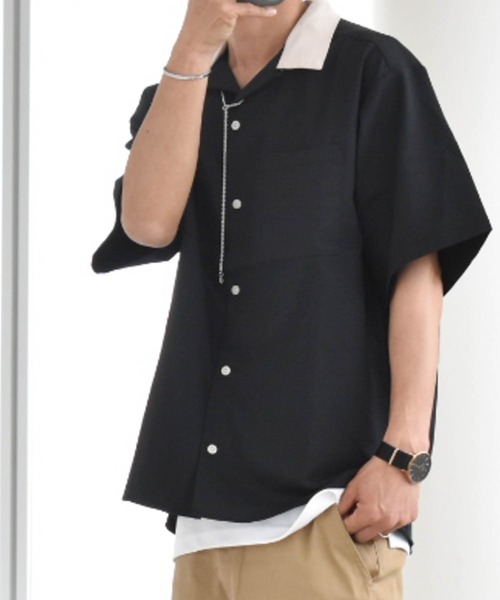 Ritzy(リッツィー)の「TR オープンカラークレリックシャツ レディース メンズ(シャツ/ブラウス・メンズ・ブラック/カーキ/サックスブルー/オフホワイト/ベージュ/モカ/グリーン・LARGE/MEDIUM/X-LARGE)」の3枚目の写真