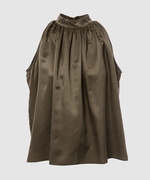 KINDER SALMON(キンダー サルモン)の「Mock Neck Sleeveless Blouse(シャツ/ブラウス・レディース・カーキ/アイボリー・ONE SIZE)」の2枚目の写真