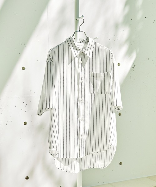 ストライプ柄半袖シャツ ブラックベース フリーサイズ 大きいサイズと大きい服のメンズ通販【ビッグエムワン】【WEB