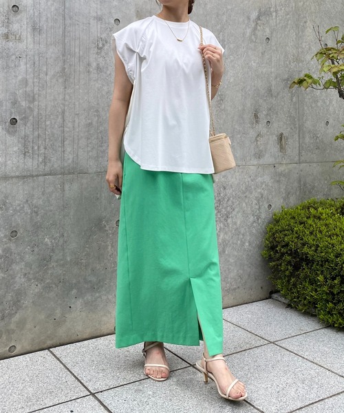 COLLAGE GALLARDAGALANTE（コラージュガリャルダガランテ）の「布帛切替Tシャツ（Tシャツ/カットソー・レディース・ミント/ホワイト/ブラック/グレー・FREE）」の21枚目の写真