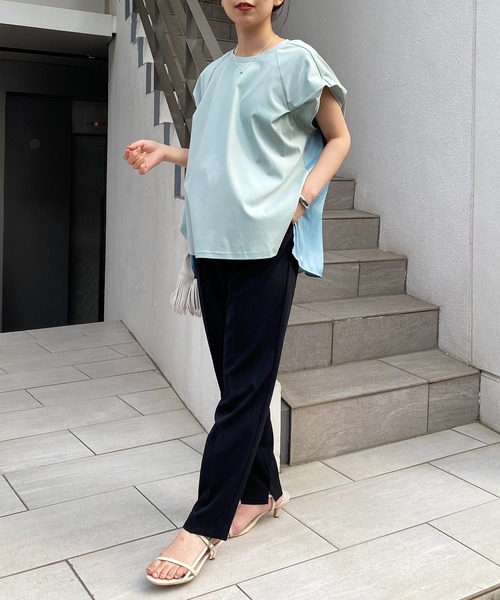 COLLAGE GALLARDAGALANTE（コラージュガリャルダガランテ）の「布帛切替Tシャツ（Tシャツ/カットソー・レディース・ミント/ホワイト/ブラック/グレー・FREE）」の18枚目の写真