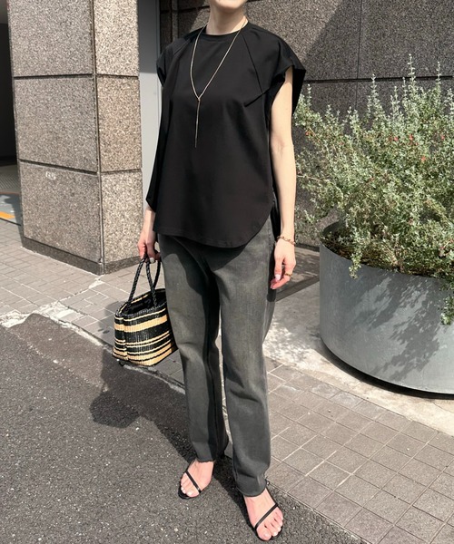 COLLAGE GALLARDAGALANTE（コラージュガリャルダガランテ）の「布帛切替Tシャツ（Tシャツ/カットソー・レディース・ミント/ホワイト/ブラック/グレー・FREE）」の9枚目の写真