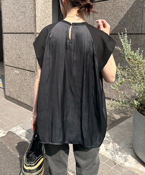 COLLAGE GALLARDAGALANTE（コラージュガリャルダガランテ）の「布帛切替Tシャツ（Tシャツ/カットソー・レディース・ミント/ホワイト/ブラック/グレー・FREE）」の19枚目の写真