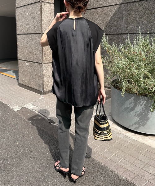 COLLAGE GALLARDAGALANTE（コラージュガリャルダガランテ）の「布帛切替Tシャツ（Tシャツ/カットソー・レディース・ミント/ホワイト/ブラック/グレー・FREE）」の16枚目の写真