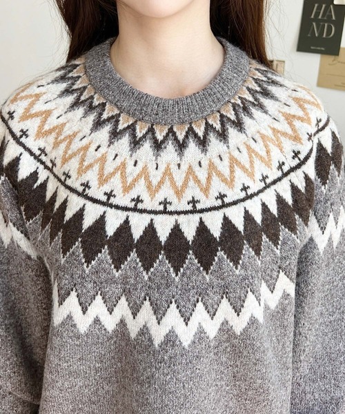 正規品♡アイスジャガード上下セット♡オフホワイト セール】5Gミックスアルパカライク求心ジャガードニットプル