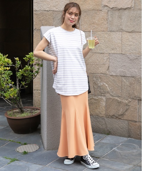 ad thie(アドティエ)の「ボーダーTシャツ フレンチスリーブ クルーネック(Tシャツ/カットソー・レディース・ピンク/オフホワイト/グレー/モカ/ブルー・LARGE/MEDIUM)」の22枚目の写真