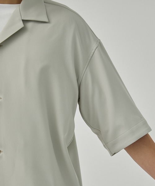 PUBLIC TOKYO（パブリックトウキョウ）の「エバークリースGRオープンカラーシャツ（シャツ/ブラウス・メンズ・グレー/ブラック/ベージュ/ミント/サックスブルー・1/2/3）」の13枚目の写真