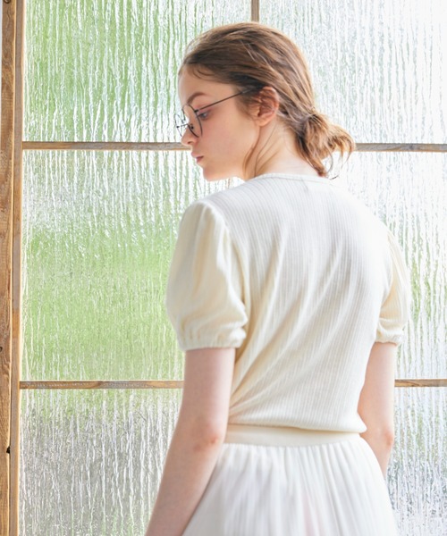 AMAIL（アマイル）の「【annleya】シャーリングトップス（Tシャツ/カットソー・レディース・ブルー/ホワイト・FREE）」の8枚目の写真