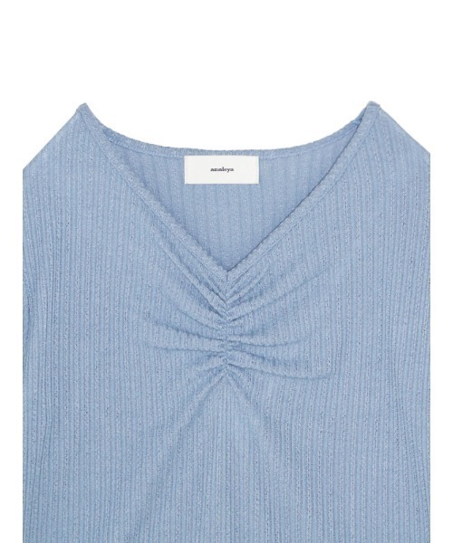 AMAIL（アマイル）の「【annleya】シャーリングトップス（Tシャツ/カットソー・レディース・ブルー/ホワイト・FREE）」の12枚目の写真