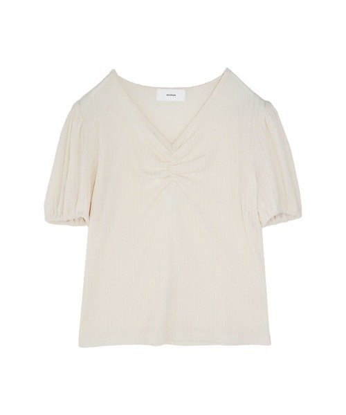 AMAIL（アマイル）の「【annleya】シャーリングトップス（Tシャツ/カットソー・レディース・ブルー/ホワイト・FREE）」の9枚目の写真