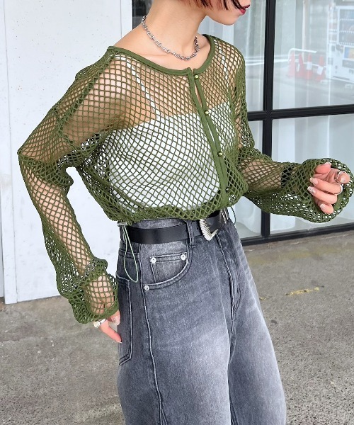 PAGEBOY（ページボーイ）の「メッシュショート2WAYプルオーバー（Tシャツ/カットソー・レディース・オフホワイト/ブルー/ブラック/カーキ・FREE）」の3枚目の写真