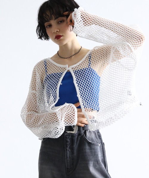 PAGEBOY（ページボーイ）の「メッシュショート2WAYプルオーバー（Tシャツ/カットソー・レディース・オフホワイト/ブルー/ブラック/カーキ・FREE）」の8枚目の写真