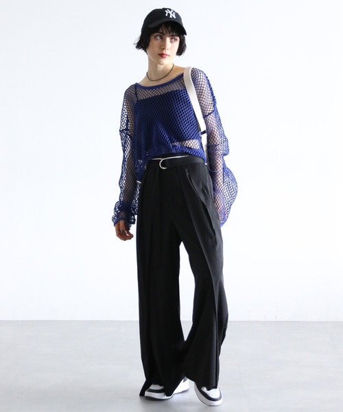 PAGEBOY（ページボーイ）の「メッシュショート2WAYプルオーバー（Tシャツ/カットソー・レディース・オフホワイト/ブルー/ブラック/カーキ・FREE）」の21枚目の写真