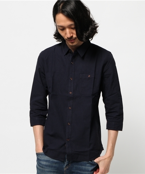 CIAOPANIC TYPY（チャオパニックティピー）の「綿麻7分袖シャツ（シャツ/ブラウス・メンズ・ホワイト/ピンク/マスタード/ブルー/ネイビー/グリーン・LARGE/MEDIUM）」の7枚目の写真