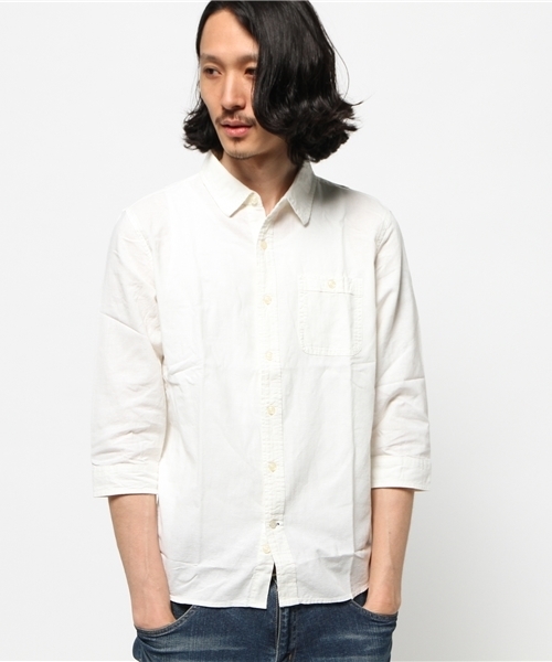 CIAOPANIC TYPY（チャオパニックティピー）の「綿麻7分袖シャツ（シャツ/ブラウス・メンズ・ホワイト/ピンク/マスタード/ブルー/ネイビー/グリーン・LARGE/MEDIUM）」の2枚目の写真