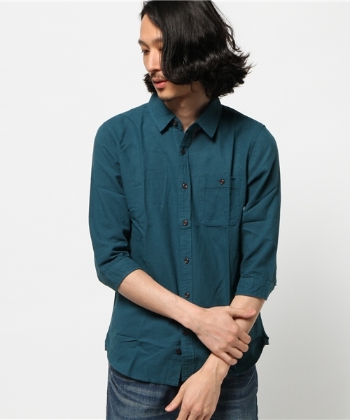 CIAOPANIC TYPY（チャオパニックティピー）の「綿麻7分袖シャツ（シャツ/ブラウス・メンズ・ホワイト/ピンク/マスタード/ブルー/ネイビー/グリーン・LARGE/MEDIUM）」の5枚目の写真