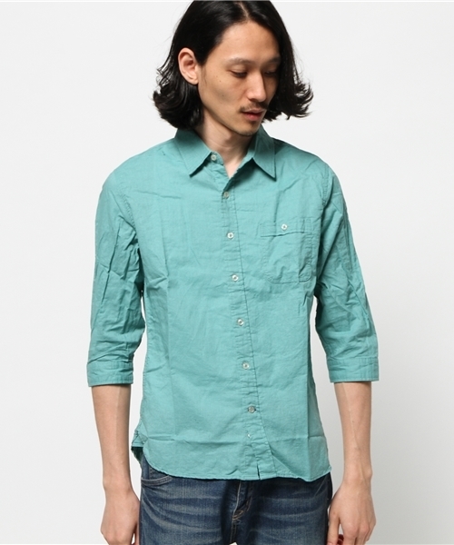 CIAOPANIC TYPY（チャオパニックティピー）の「綿麻7分袖シャツ（シャツ/ブラウス・メンズ・ホワイト/ピンク/マスタード/ブルー/ネイビー/グリーン・LARGE/MEDIUM）」の9枚目の写真