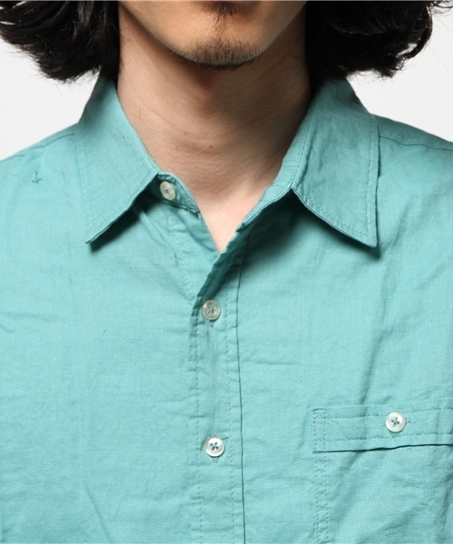 CIAOPANIC TYPY（チャオパニックティピー）の「綿麻7分袖シャツ（シャツ/ブラウス・メンズ・ホワイト/ピンク/マスタード/ブルー/ネイビー/グリーン・LARGE/MEDIUM）」の12枚目の写真