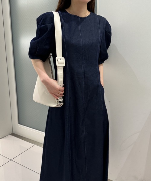 cccmalie デニムパフスリーブ ワンピース 美品】cccmalie シーマリー デニムパフスリーブワンピース