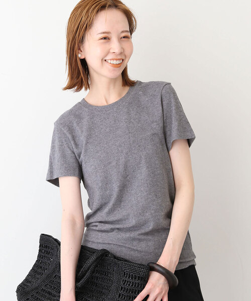 SLOBE IENA(スローブイエナ)の「【AMERICAN VINTAGE】 コットンレーヨンTシャツ(Tシャツ/カットソー・レディース・チャコールグレー/ライトグレー・FREE)」の9枚目の写真