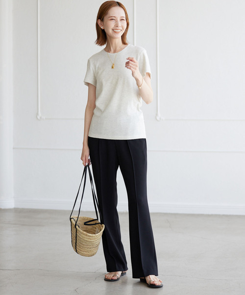 SLOBE IENA(スローブイエナ)の「【AMERICAN VINTAGE】 コットンレーヨンTシャツ(Tシャツ/カットソー・レディース・チャコールグレー/ライトグレー・FREE)」の11枚目の写真