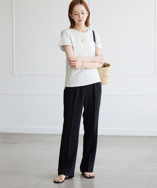 SLOBE IENA(スローブイエナ)の「【AMERICAN VINTAGE】 コットンレーヨンTシャツ(Tシャツ/カットソー・レディース・チャコールグレー/ライトグレー・FREE)」の13枚目の写真