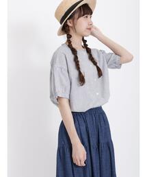 Samansa Mos2 | 【クールコットン】柄アソート襟フリルブラウス(シャツ/ブラウス)