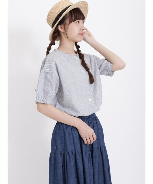 Samansa Mos2（サマンサ モスモス）の「【クールコットン】柄アソート襟フリルブラウス（シャツ/ブラウス・レディース・ブラック/ネイビー/チャコールグレー/オフホワイト・F）」の14枚目の写真