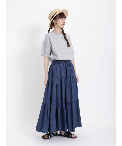 Samansa Mos2（サマンサ モスモス）の「【クールコットン】柄アソート襟フリルブラウス（シャツ/ブラウス・レディース・ブラック/ネイビー/チャコールグレー/オフホワイト・F）」の16枚目の写真