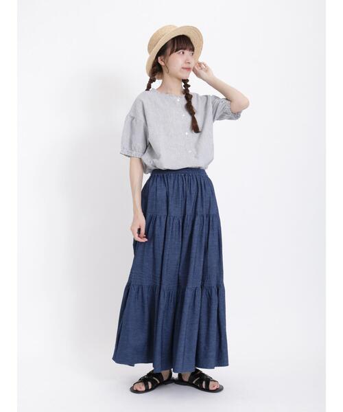 Samansa Mos2（サマンサ モスモス）の「【クールコットン】柄アソート襟フリルブラウス（シャツ/ブラウス・レディース・ブラック/ネイビー/チャコールグレー/オフホワイト・F）」の17枚目の写真