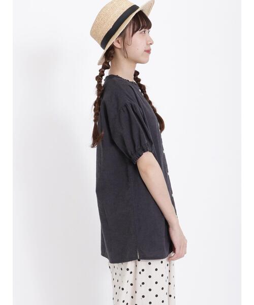 Samansa Mos2（サマンサ モスモス）の「【クールコットン】柄アソート襟フリルブラウス（シャツ/ブラウス・レディース・ブラック/ネイビー/チャコールグレー/オフホワイト・F）」の20枚目の写真