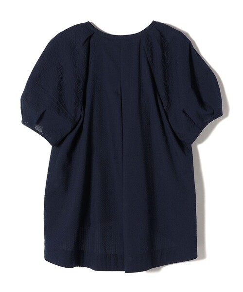 SHIPS シアサッカー フォルム スリーブ スキッパー ブラウス レッド SHIPS シアサッカー フォルム スリーブ スキッパー ブラウス