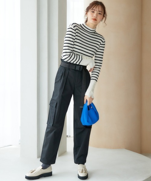 miclat（ミクラ）の「大きいサイズ　ボタンデザインニット　miclat（ニット/セーター・レディース・ブラック/ホワイト×ブラック・L/LL/3L/4L/5L）」の3枚目の写真