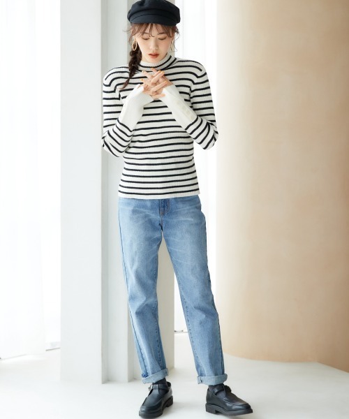 miclat（ミクラ）の「大きいサイズ　ボタンデザインニット　miclat（ニット/セーター・レディース・ブラック/ホワイト×ブラック・L/LL/3L/4L/5L）」の6枚目の写真