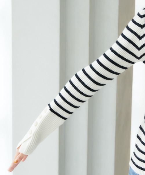 miclat（ミクラ）の「大きいサイズ　ボタンデザインニット　miclat（ニット/セーター・レディース・ブラック/ホワイト×ブラック・L/LL/3L/4L/5L）」の12枚目の写真