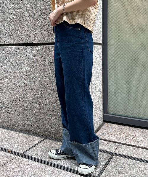 kutir（クティール）の「ロールアップデニムパンツ（デニムパンツ・レディース・インディゴブルー/ブラック・MEDIUM/LARGE/SMALL）」の3枚目の写真