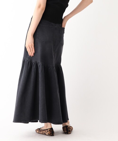OPAQUE.CLIP（オペークドットクリップ）の「◆ストレッチデニム 切り替えフレアスカート/オーガニックコットン混【洗濯機洗い可】（デニムスカート・レディース・ブルー/チャコールグレー/ネイビー・36/38）」の10枚目の写真