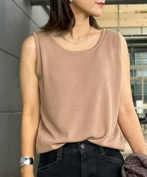 BACK NUMBER（バックナンバー）の「【BACK NUMBER】ニットリブタンクトップ（タンクトップ・レディース・ブラック/オフホワイト/ライトブラウン・M/L）」の3枚目の写真