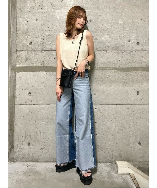 BACK NUMBER（バックナンバー）の「【BACK NUMBER】ニットリブタンクトップ（タンクトップ・レディース・ブラック/オフホワイト/ライトブラウン・M/L）」の6枚目の写真