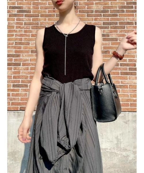 BACK NUMBER（バックナンバー）の「【BACK NUMBER】ニットリブタンクトップ（タンクトップ・レディース・ブラック/オフホワイト/ライトブラウン・M/L）」の19枚目の写真